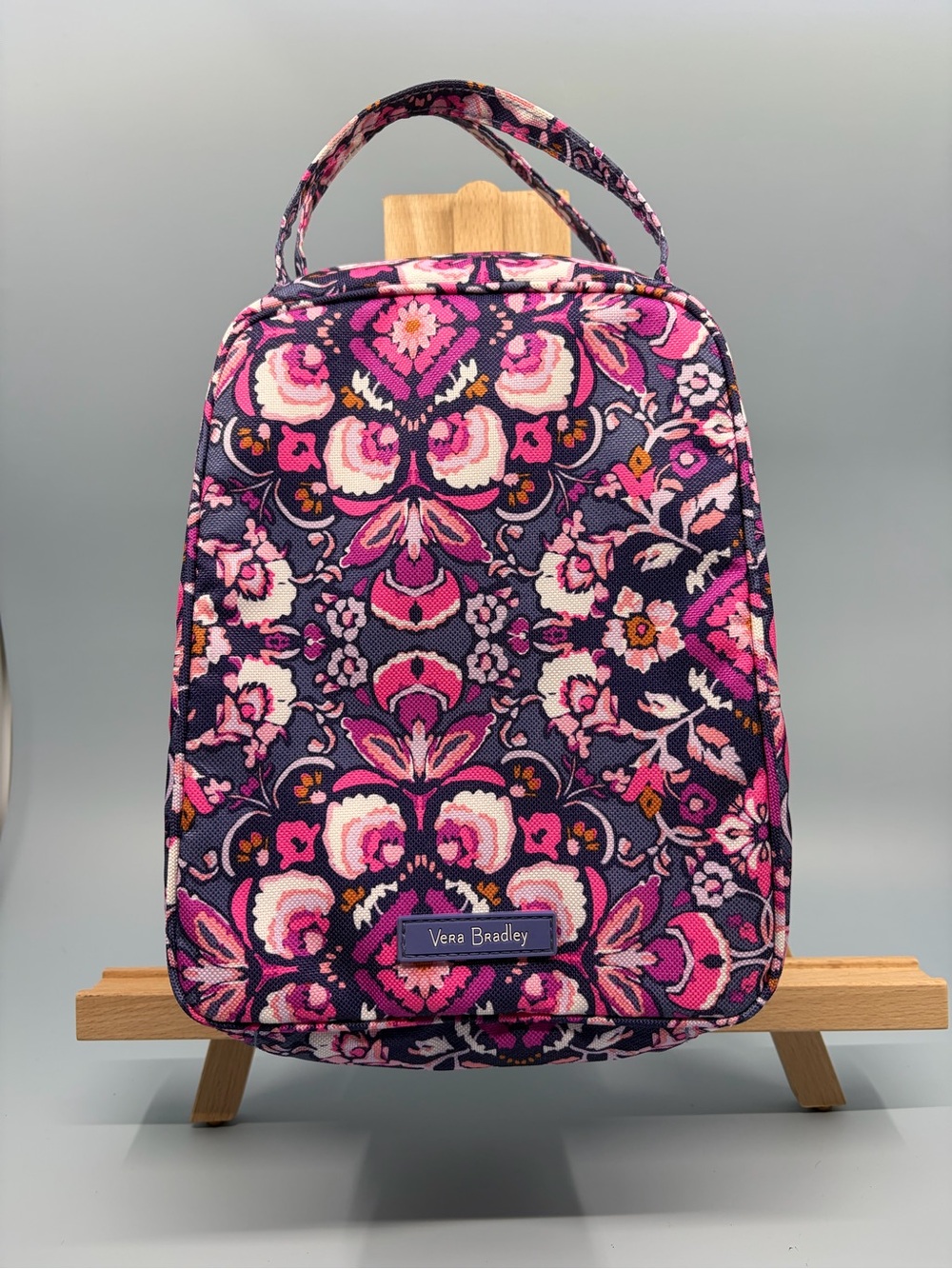 Vera Bradley Pink Purple Navy Floral Mini Insulated Cosmetic Bag